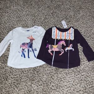 Two Old Navy Long-sleeve graphic T-shirts